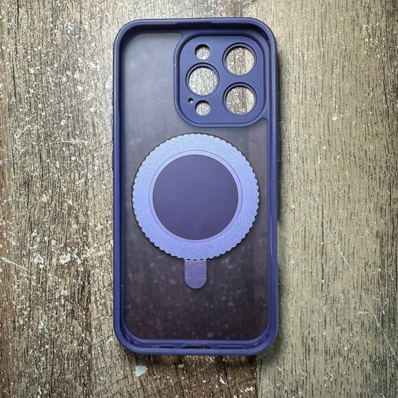 Temdan Magnetic iPhone 16 Pro Case 360 Rotatable Ring Stand MagSafe Purple - Picture 3 of 7